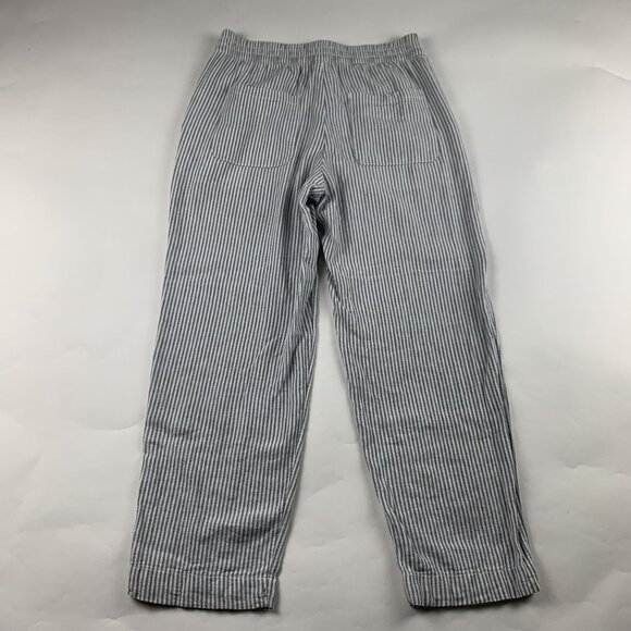 Old Navy Light Gray Striped Linen Blend High Rise Straight Leg Lounge Pant M - Picture 7 of 7